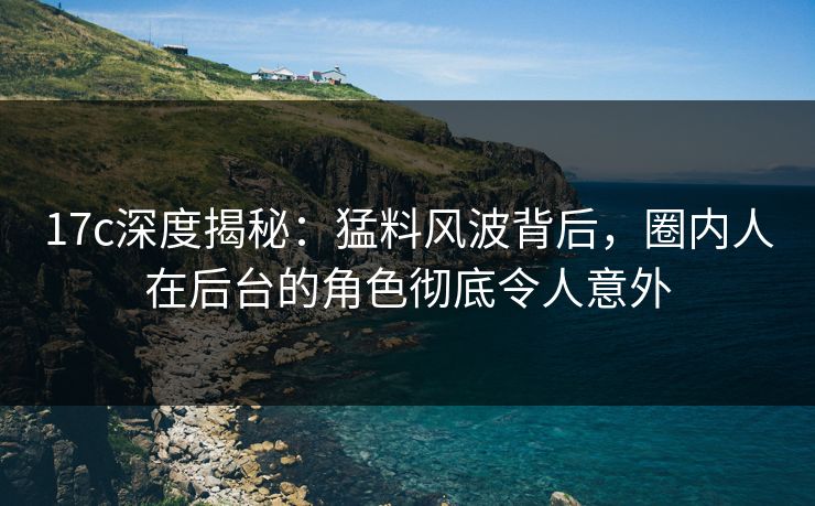 17c深度揭秘：猛料风波背后，圈内人在后台的角色彻底令人意外